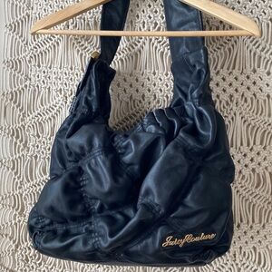 Juicy Couture quilted black shoulder hand bag with wide strap & inner po…